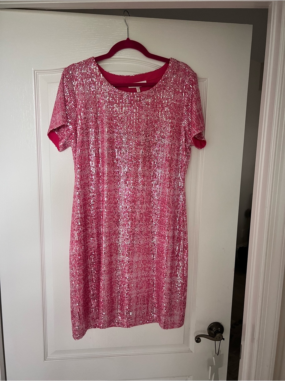 Jude Connally Pink Sequin Shift Dress